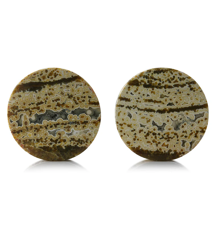 Ocean Jasper Stone Plugs 1 & 3/8" (35.1mm) Version 3
