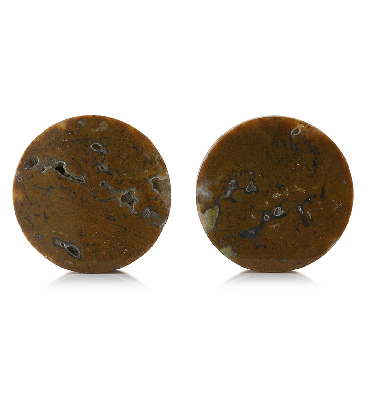 Ocean Jasper Stone Plugs 1 & 3/8" (35.3mm) Version 4