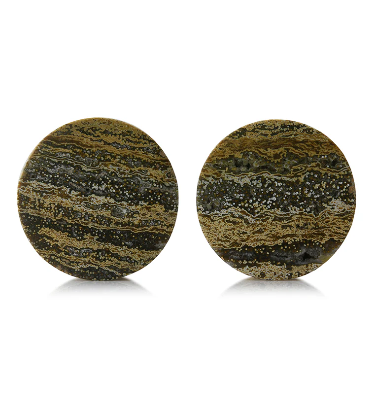 Ocean Jasper Stone Plugs 1 & 3/8" (35mm) Version 1