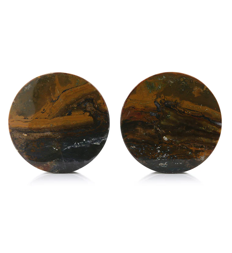 Ocean Jasper Stone Plugs 1 & 3/8" (35mm) Version 2