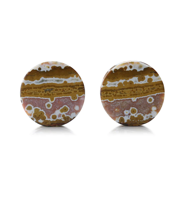 Ocean Jasper Stone Plugs 5/8" (16.5mm) Version 4