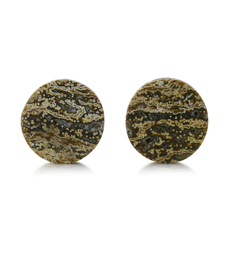 Ocean Jasper Stone Plugs 5/8" (16mm) Version 1