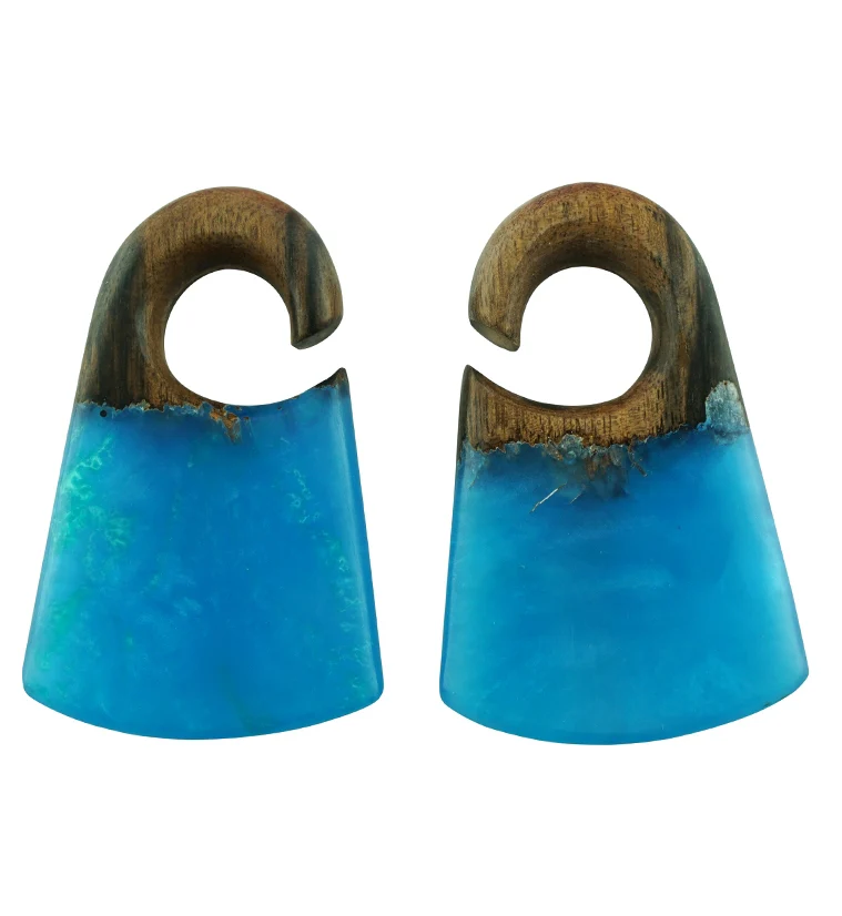 Ocean Resin Locket Areng Wood Ear Weights