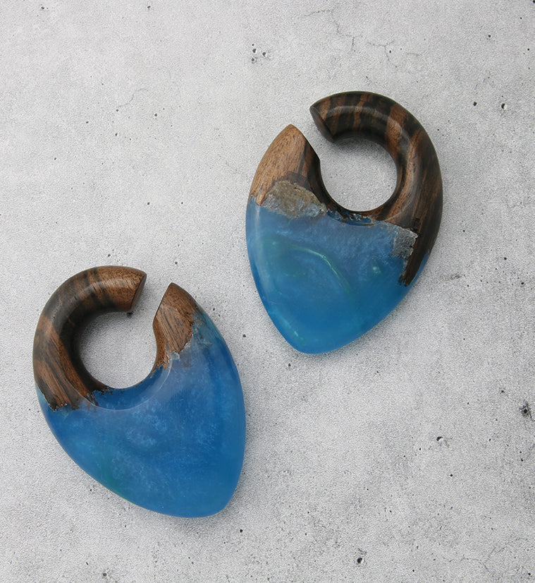 Ocean Resin Splash Areng Wood Ear Weights - Image 2