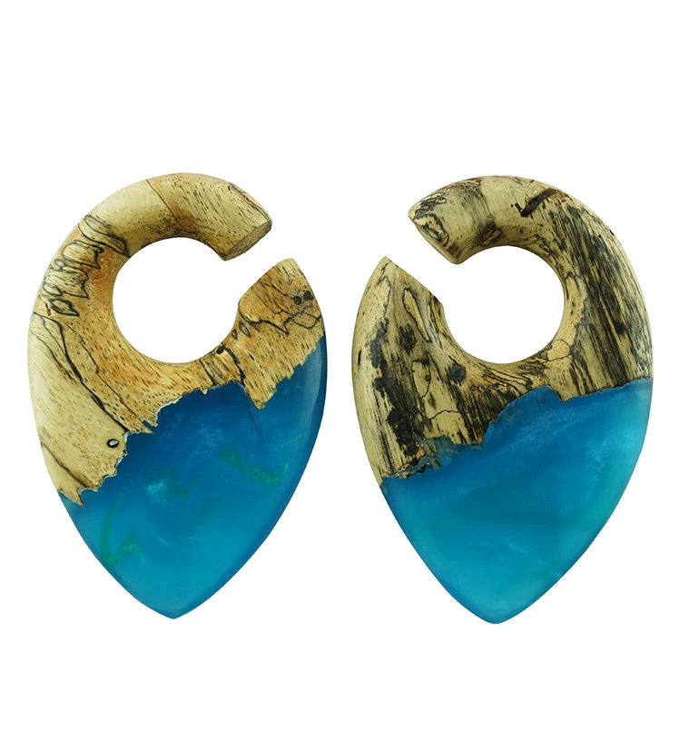 Ocean Resin Splash Tamarind Wood Ear Weights - Image 3