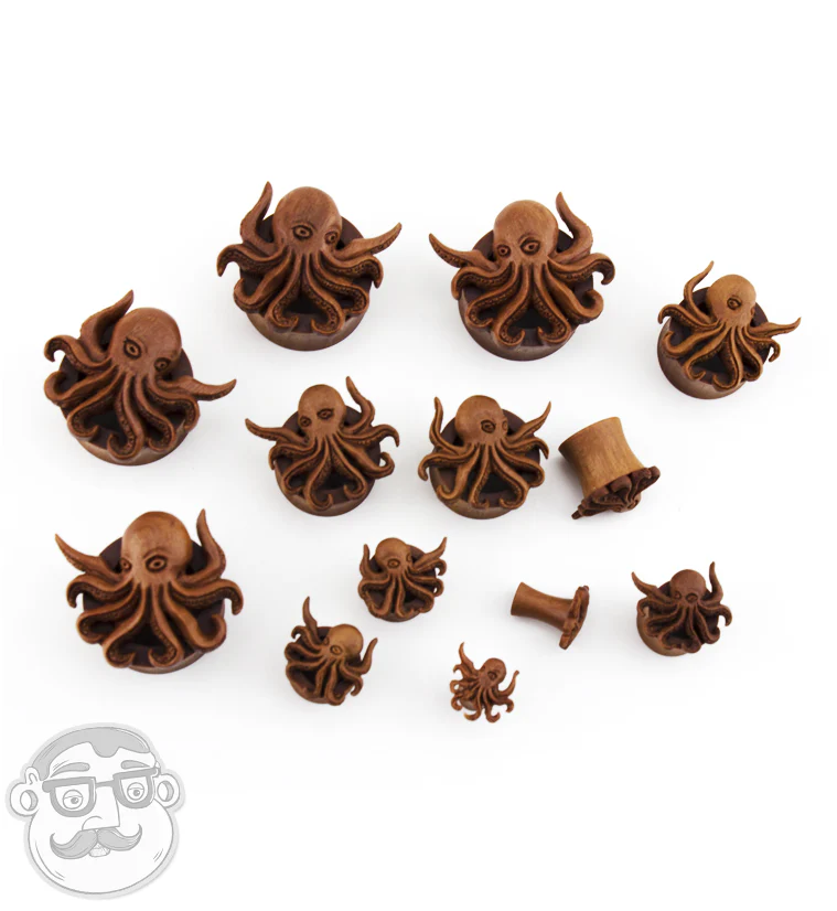 Octopus Carved Saba Wood Tunnels - Image 3