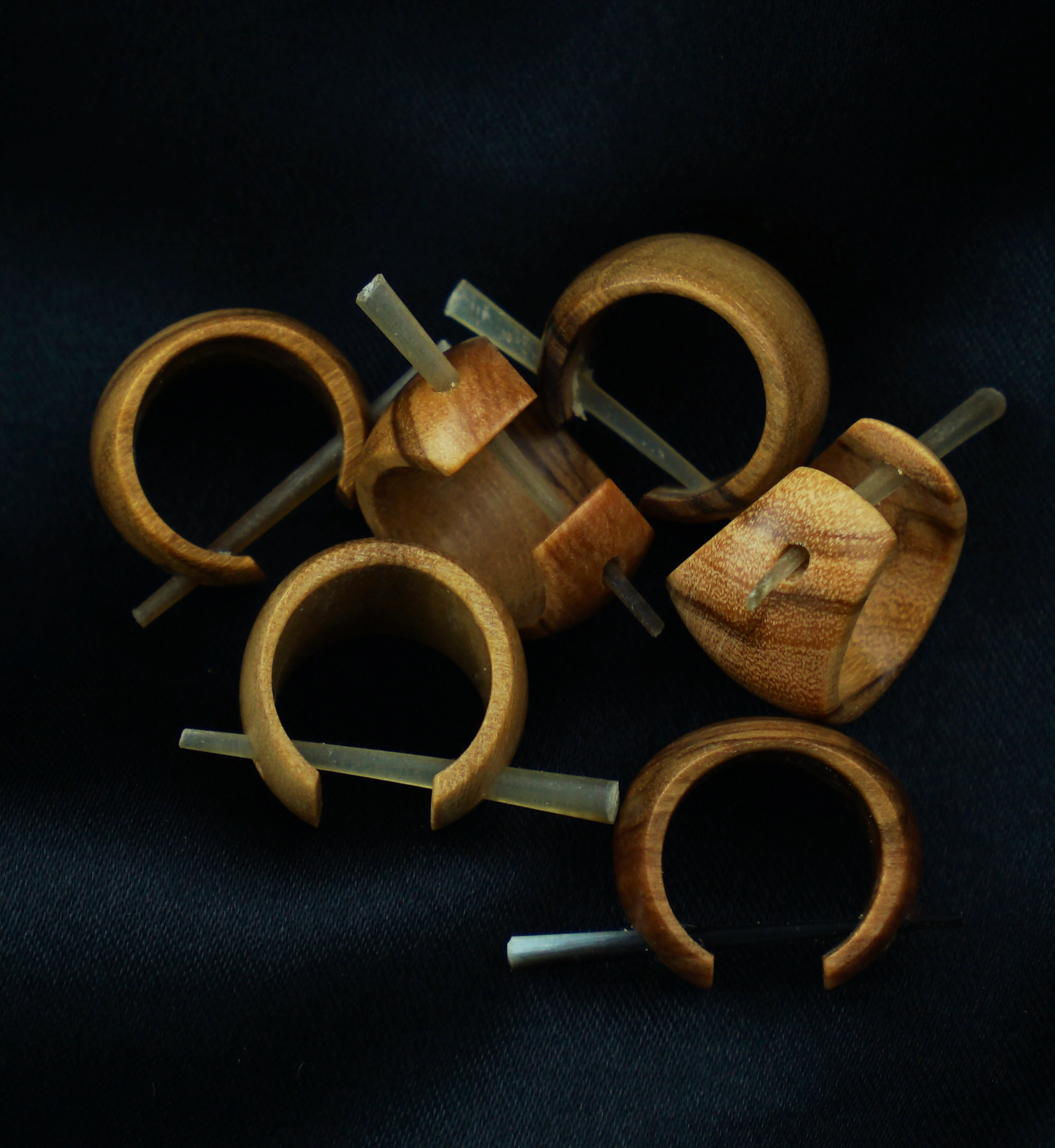 Olive Wood Cuff Stirrup Earrings - Image 2