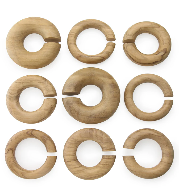Olive Wood Round Hoop Hangers - Image 2