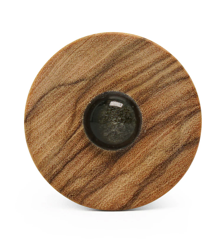 Olive Wood Golden Obsidian Stone Plugs - Image 3