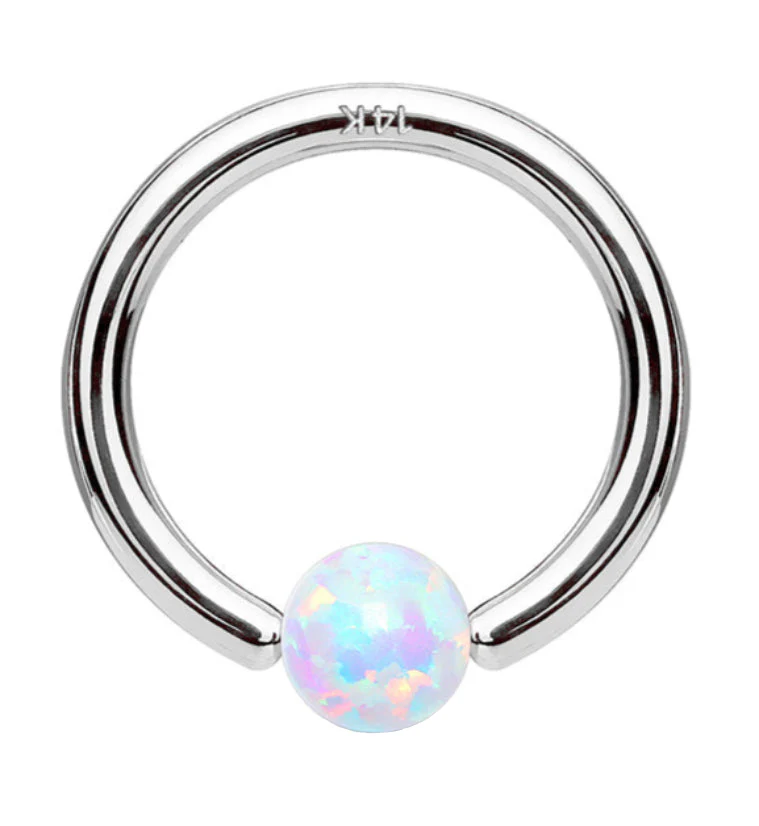 Opalite 14kt White Gold Annealed Fixed Captive Ring