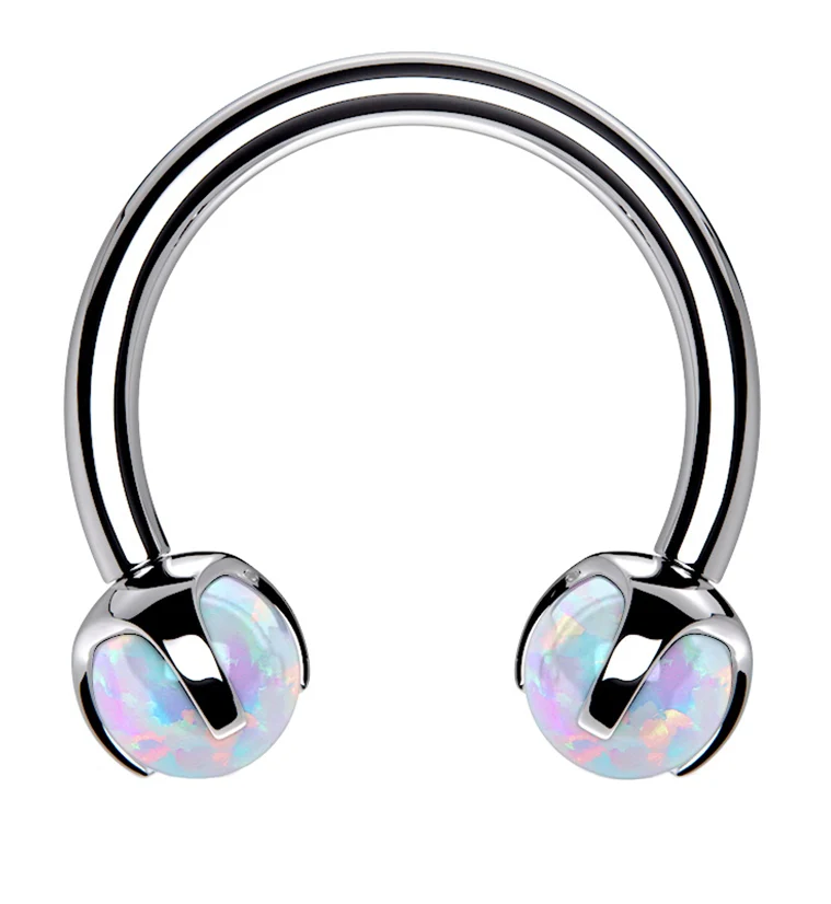 Opalite Claw Stainless Steel Circular Barbell