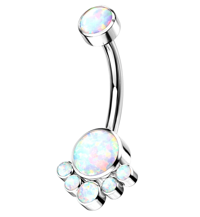 Opalite Cluster Titanium Belly Button Ring