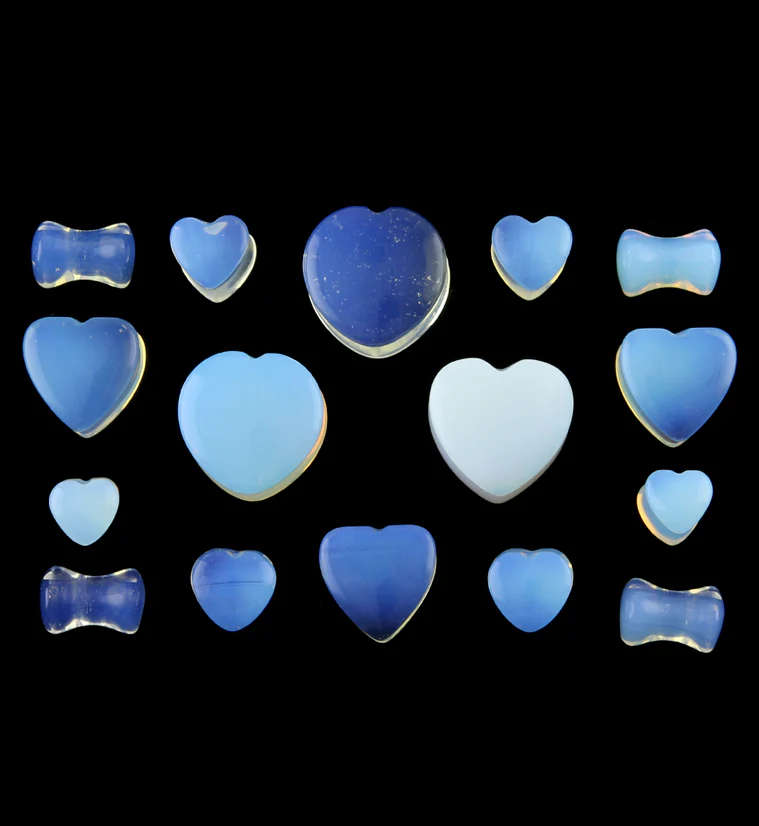 Opalite Glass Heart Shape Plugs - Image 3