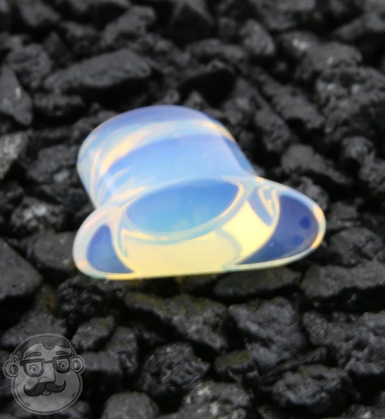 Opalite Glass Oval Labret Plug - Image 2
