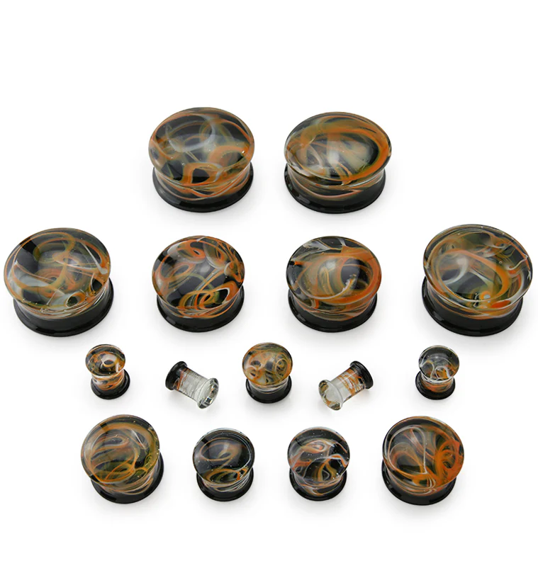 Orange Haze Swirl Glass Plugs - Image 2