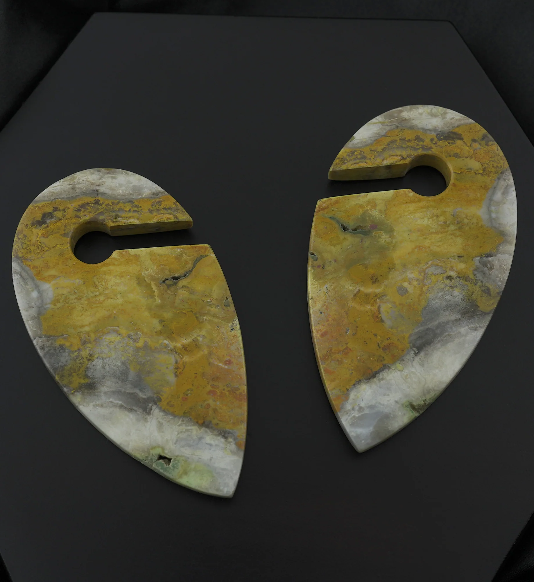 Orange Jasper Stone Keyhole Ear Weights - Image 2