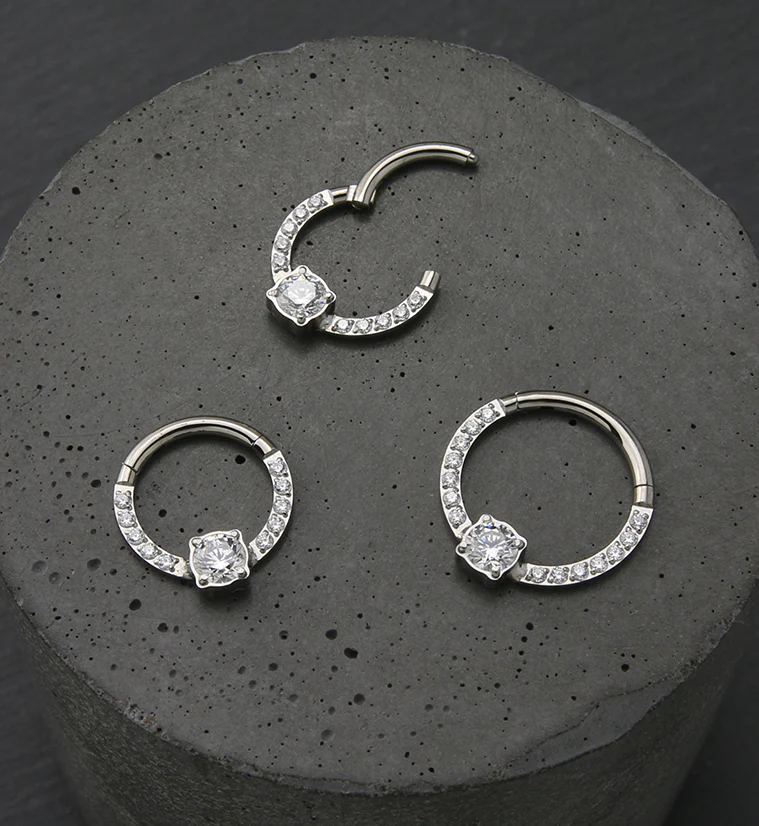 Orb Row CZ Titanium Hinged Segment Ring - Image 2