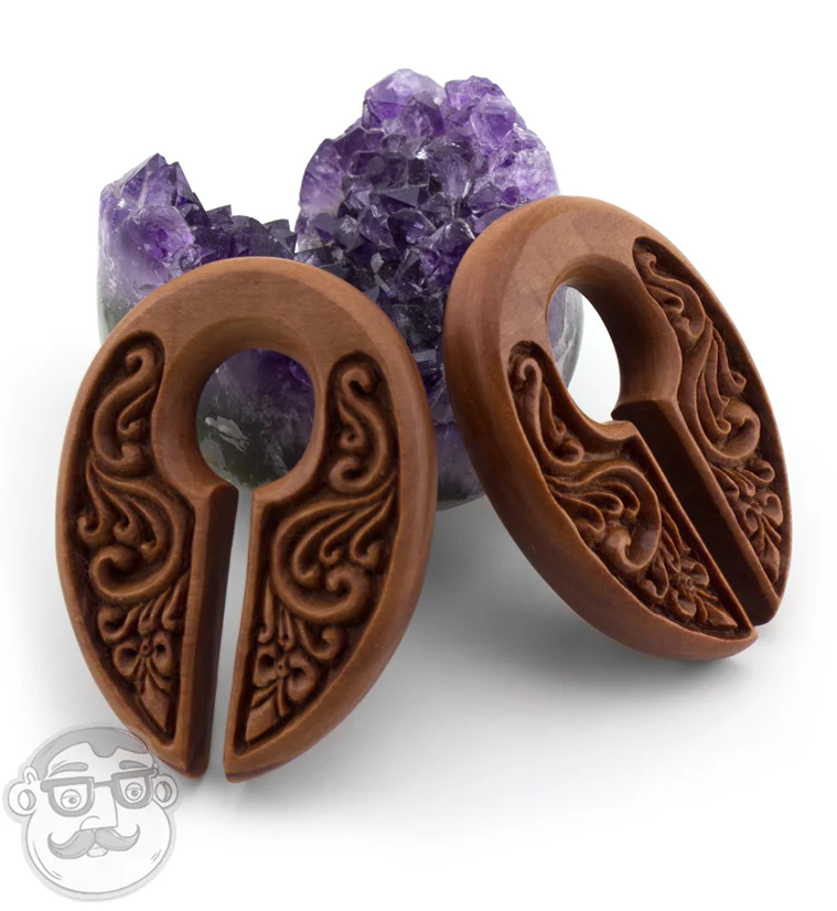 Ornamental Keyhole Wooden Ear Weights - Image 2