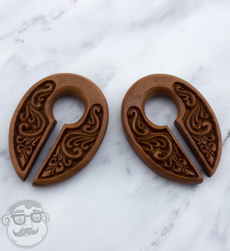Ornamental Keyhole Wooden Ear Weights - Image 3