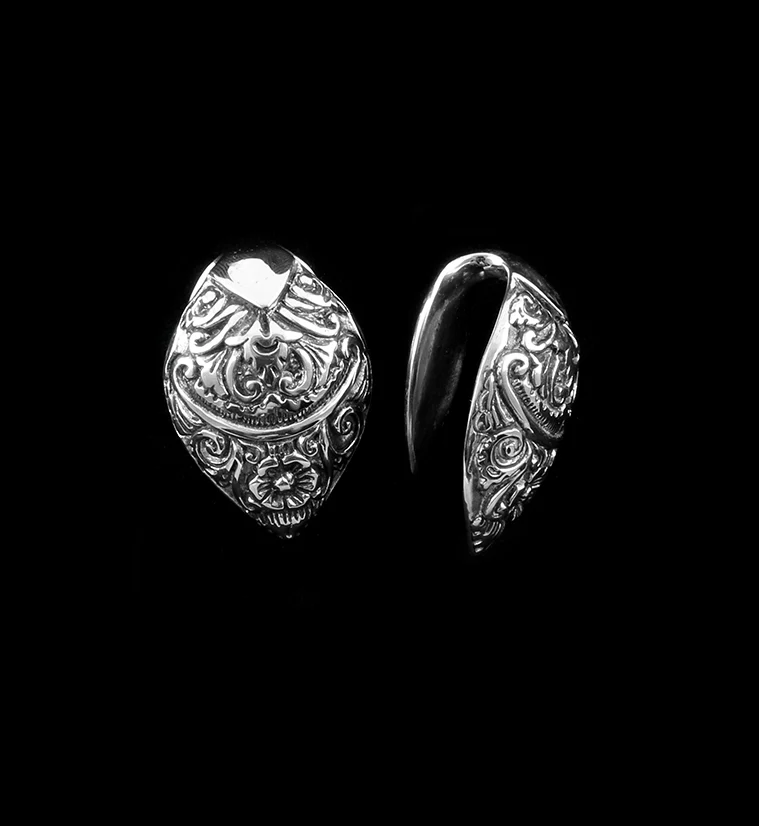 Ornate White Brass Ear Weights - Image 5