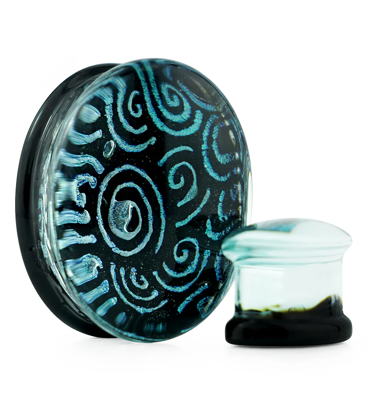 Oval Radial Dichroic Glass Double Flare Plugs