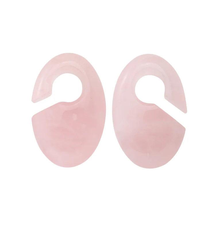 Ovaloid Rose Quartz Stone Ear Weights