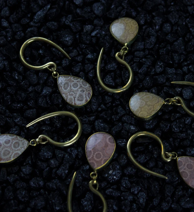 Ovum Fossilized Coral Brass Hangers - Image 3