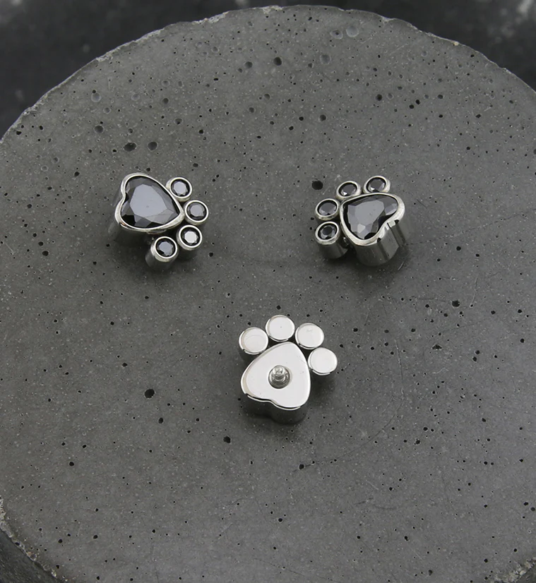Paw Black CZ Titanium Internally Threaded Top - Image 2