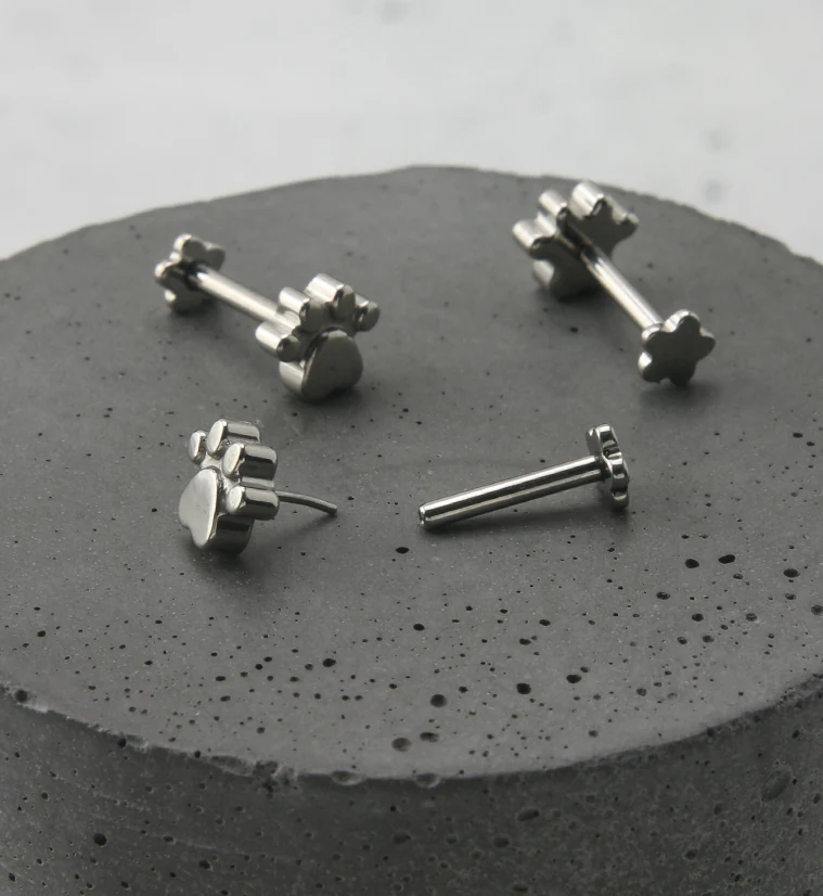 Paw Print Titanium Threadless Labret - Image 2
