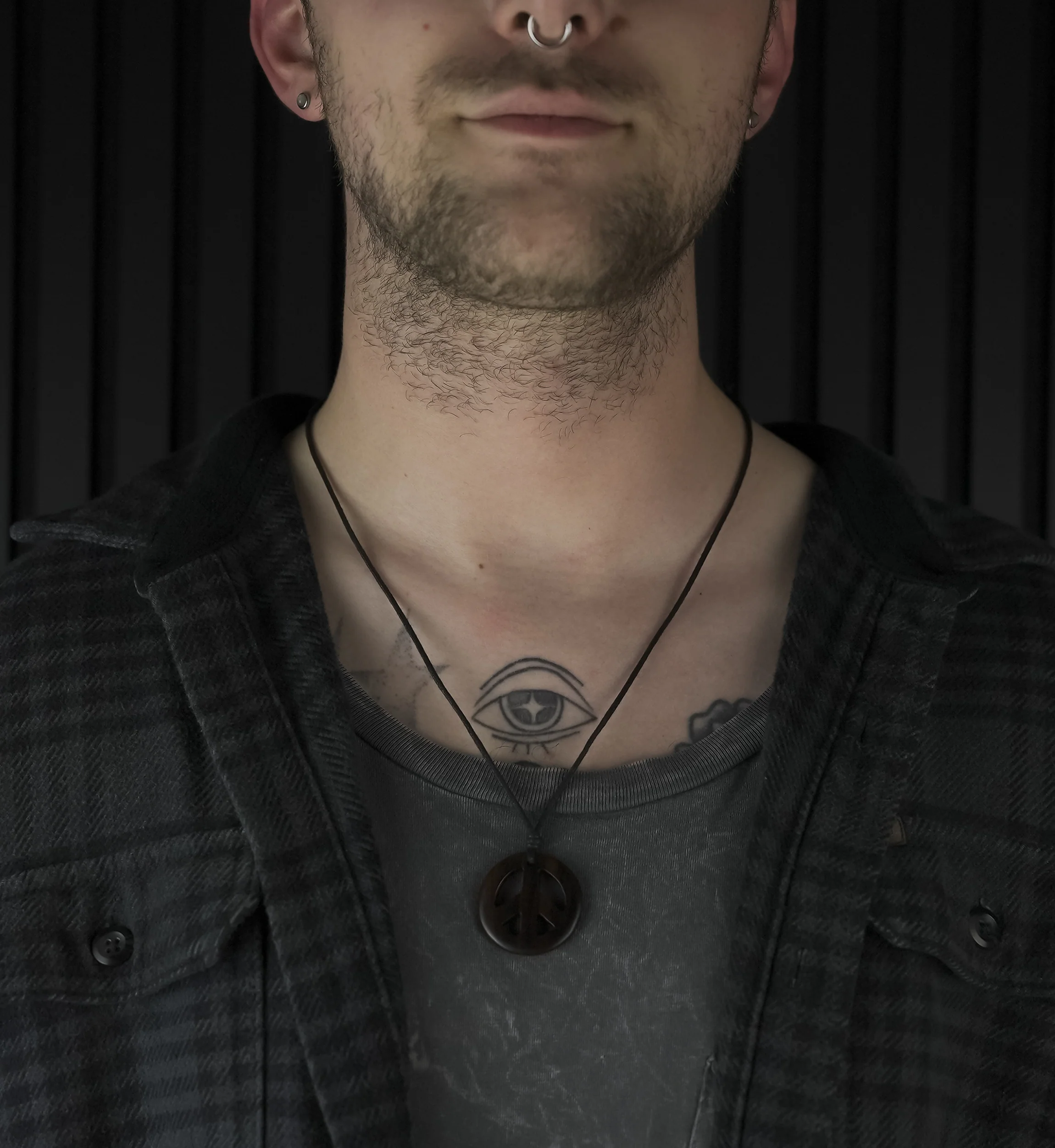 Peace Symbol Pendant Narra Wood Necklace - Image 2