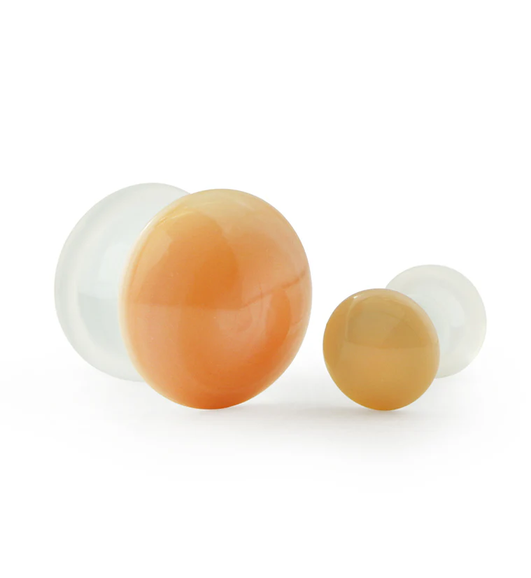 Peach Color Front Single Flare Glass Plugs - Image 4
