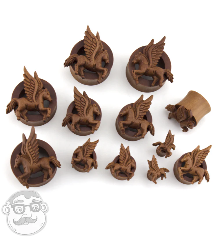 Pegasus Carved Saba Wood Tunnels - Image 3