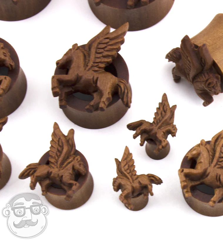 Pegasus Carved Saba Wood Tunnels - Image 5