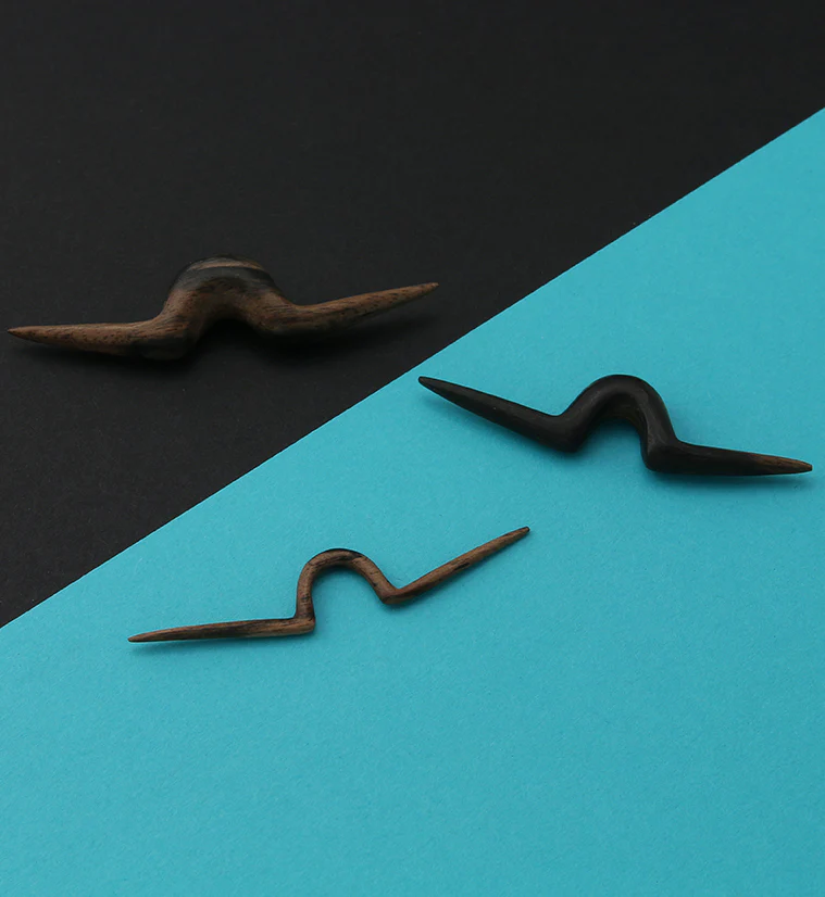 Pencil Mustache Areng Wooden Septum Bar - Image 2