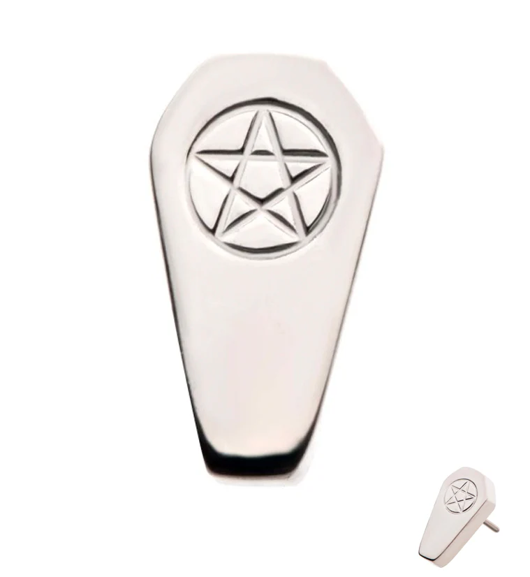 Pentagram Coffin Threadless Titanium Top