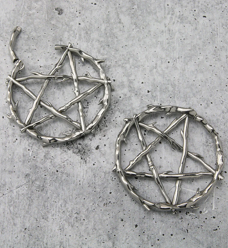 Pentagram Thorn Hinged Ear Weights - Image 2