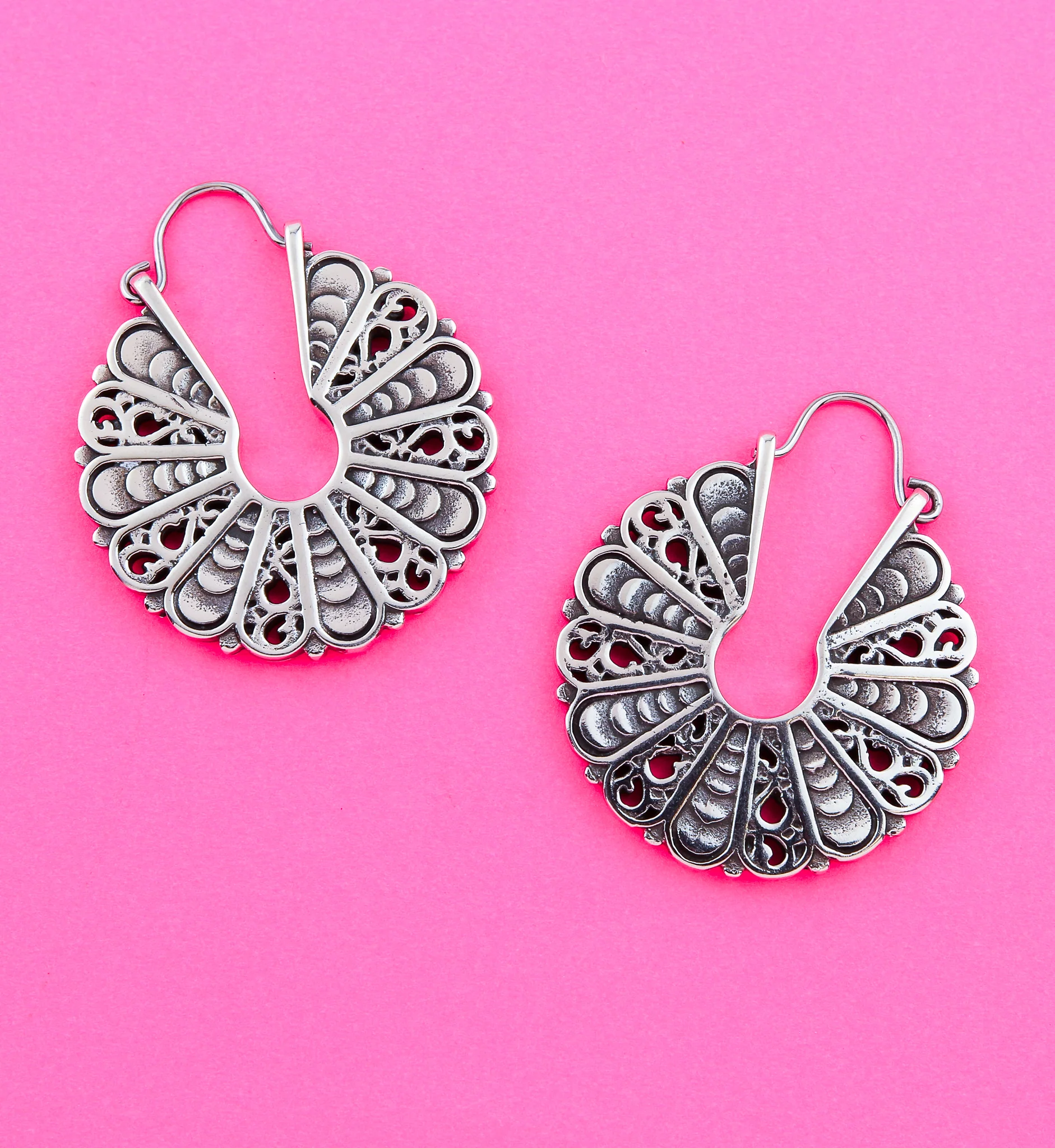 Perennial White Brass Disk Hangers / Earrings - Image 2