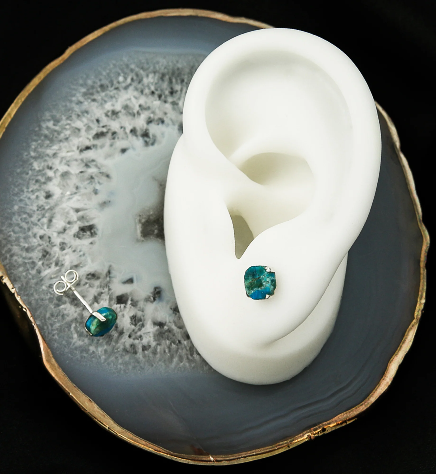 Peruvian Opal Prong Set Sterling Silver Earrings - Image 2