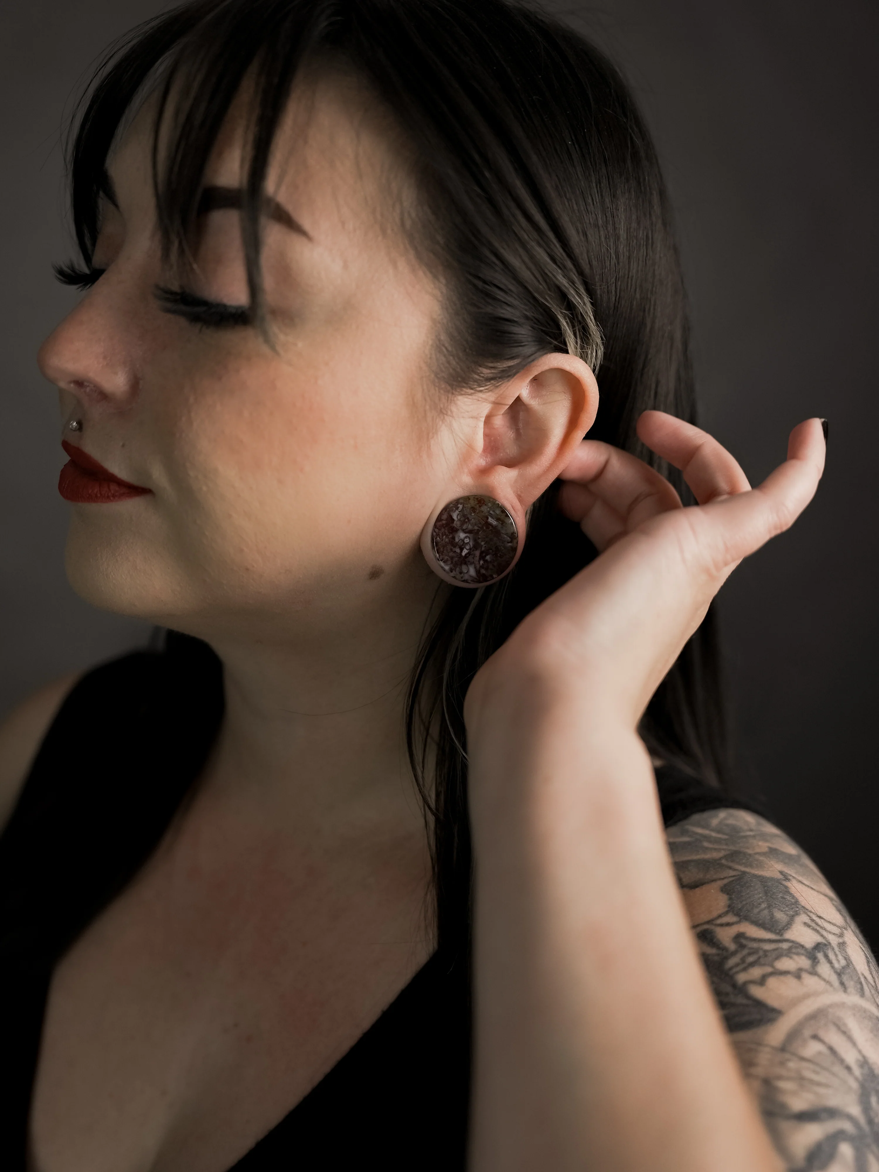 Petrified Palm Root Agate Plugs - Image 2
