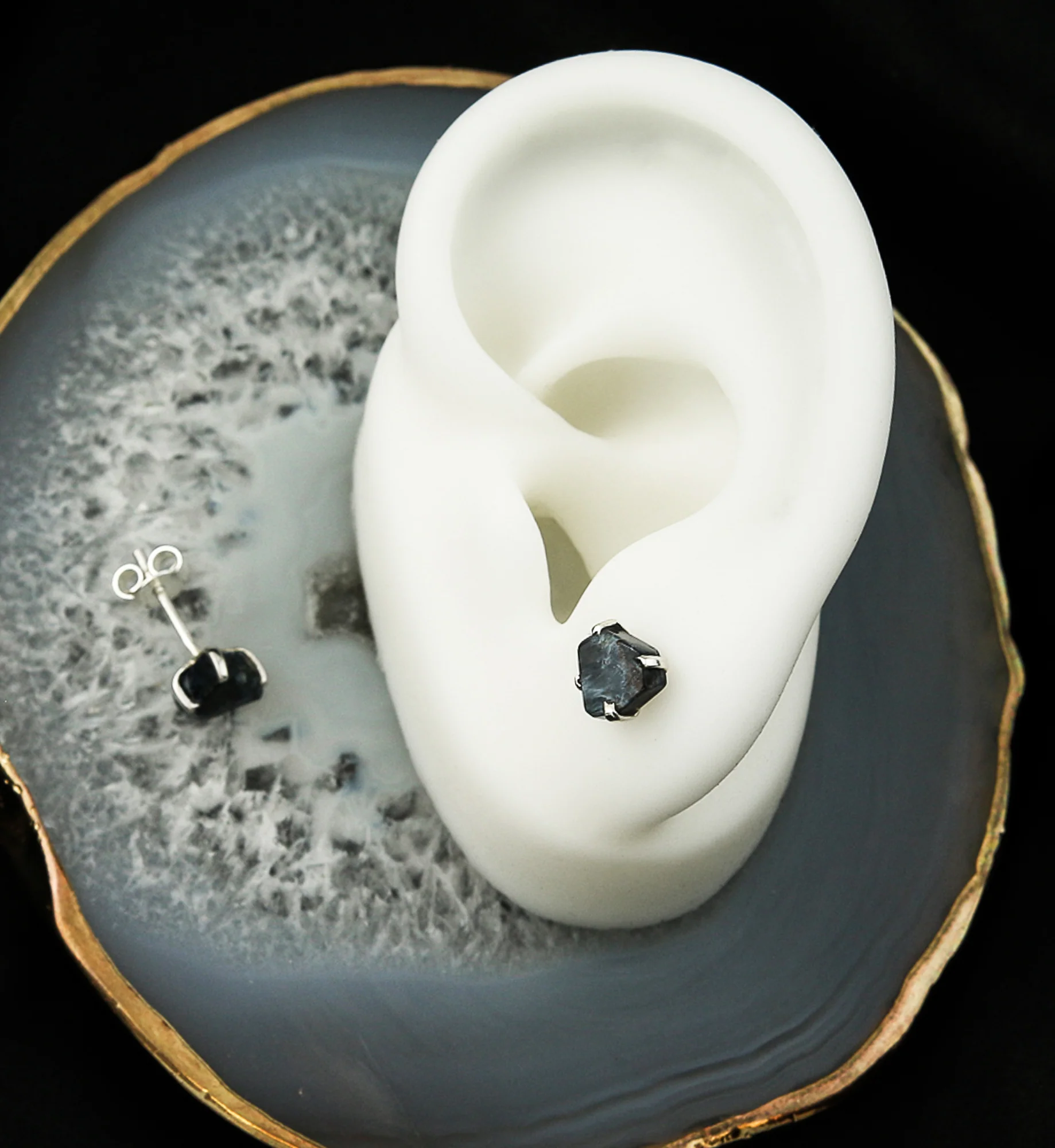 Pietersite Stone Prong Set Sterling Silver Earrings - Image 2