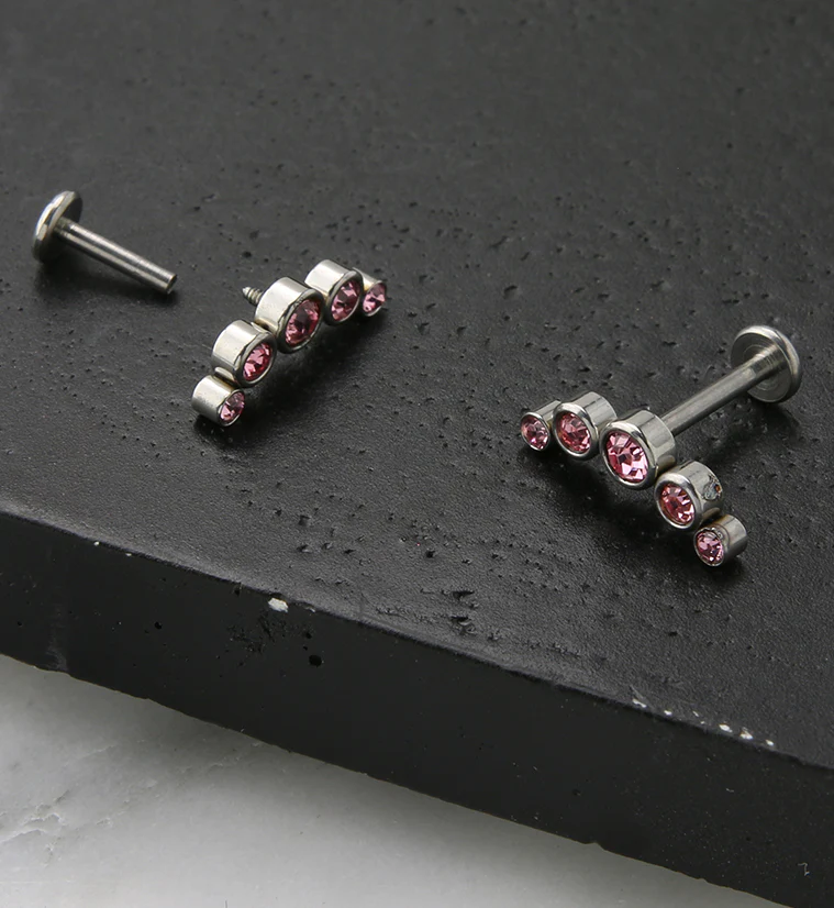 Pink Arch CZ Labret Post - Image 2