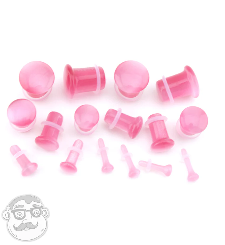 Pink Cat's Eye Glass Single Flare Plugs - Image 5