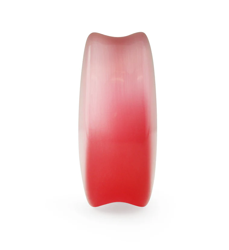 Pink Cat's Eye Glass Teardrop Plugs - Image 4