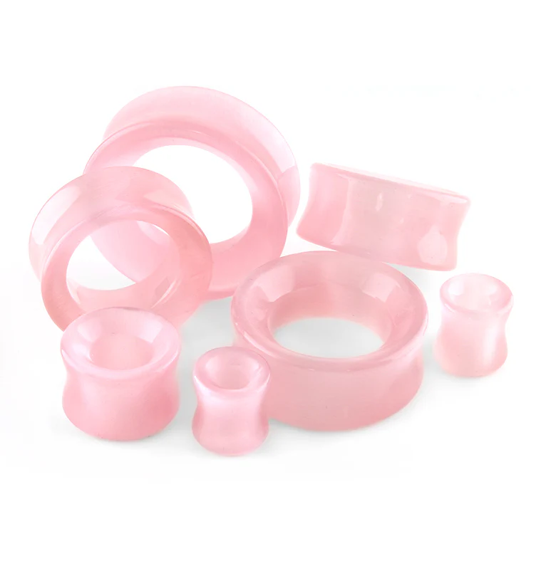 Pink Cat's Eye Glass Tunnel Plugs - Image 4