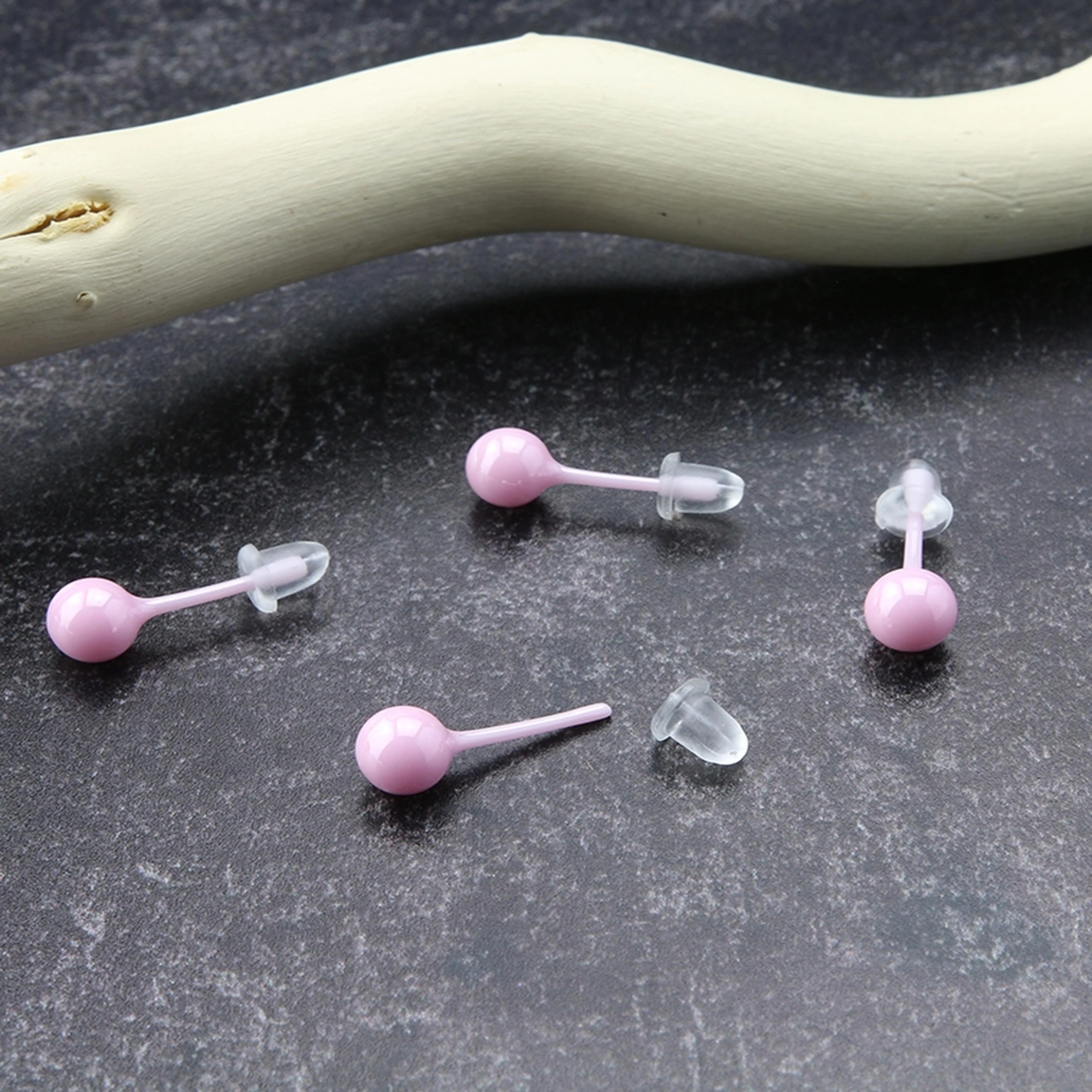 Pink Ceramic Orb Earrings - Image 2