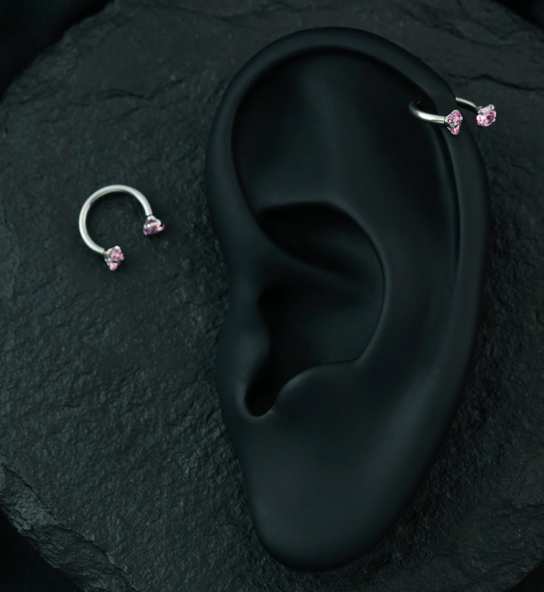 Pink CZ Prong Set Circular Barbell - Image 3