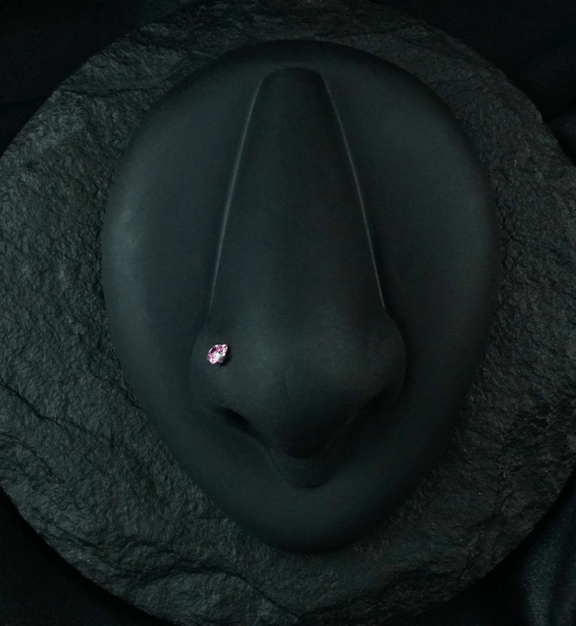 Pink Heart CZ Stainless Steel Nosebone - Image 2