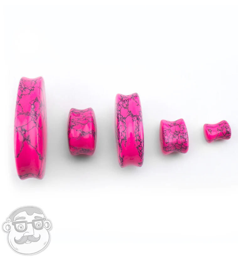 Pink Howlite Stone Teardrop Plugs - Image 4