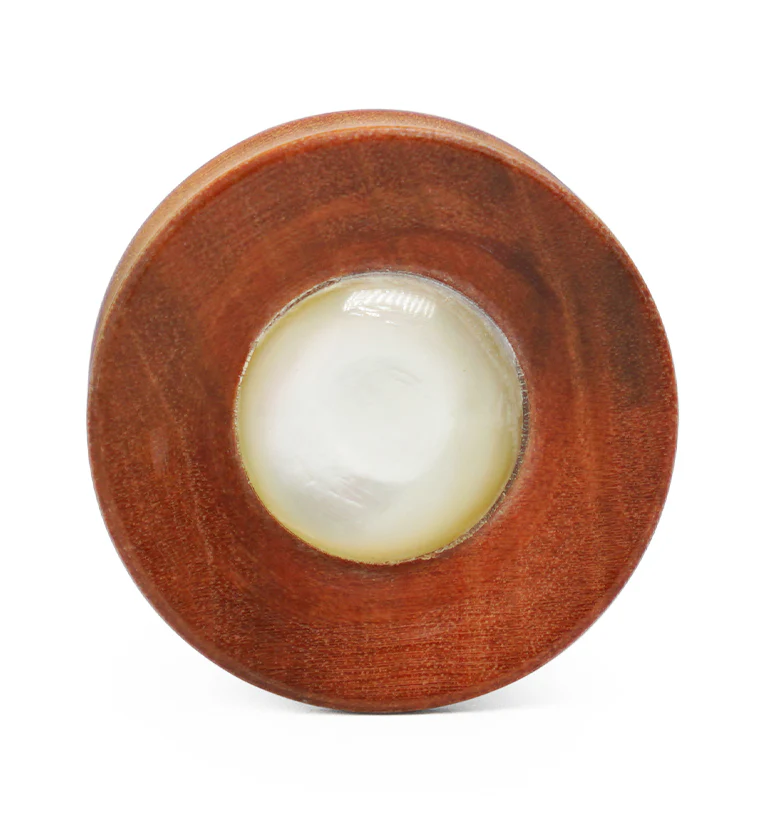 Pink Ivory Wood Plugs with MOP Dome Inlay - Image 3