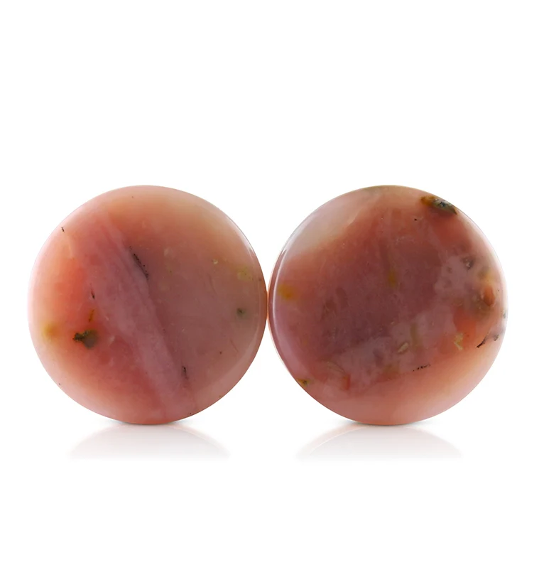 Pink Opal Stone Plugs 3-4" (19mm) Version 2